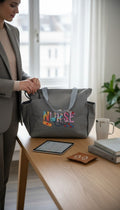 Nurse Work -Lunch Tote - Gray Multi-Pocket Organizer